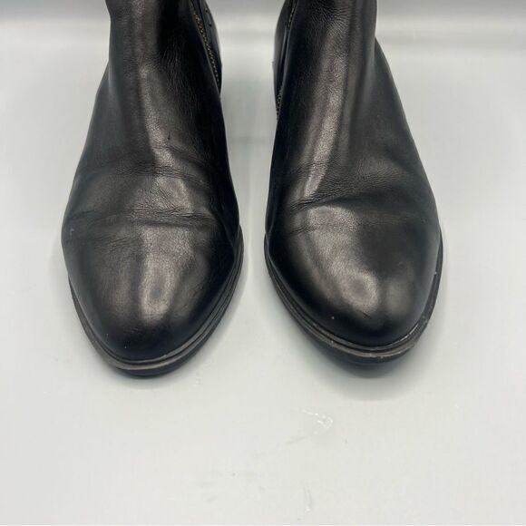 Lauren Ralph Lauren Shaw Black Leather Studded Buckle  Heeled Ankle Booties - Picture 4 of 9